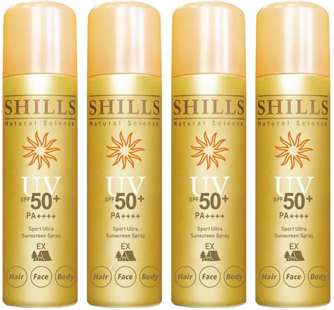 SHILLS 舒兒絲 很耐曬超清爽亮白防曬冰鎮噴霧 極限戶外EX SPF50+ PA++++, 90g, 4件