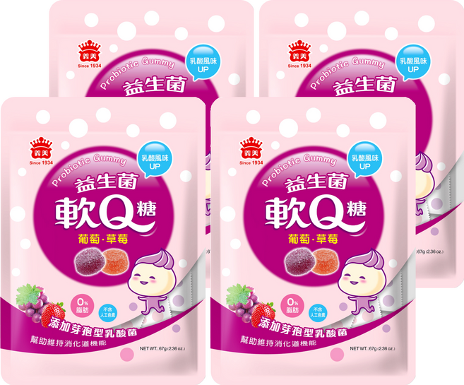 義美 益生菌軟Q糖 綜合, 67g, 4包