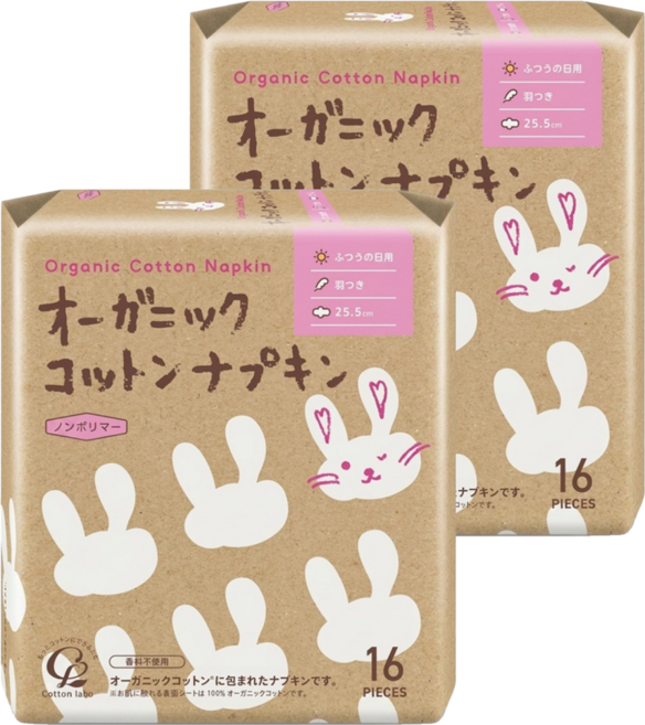 Cotton labo 丸三 有機棉護墊 護翼型, 2套, 16片, 25.5cm