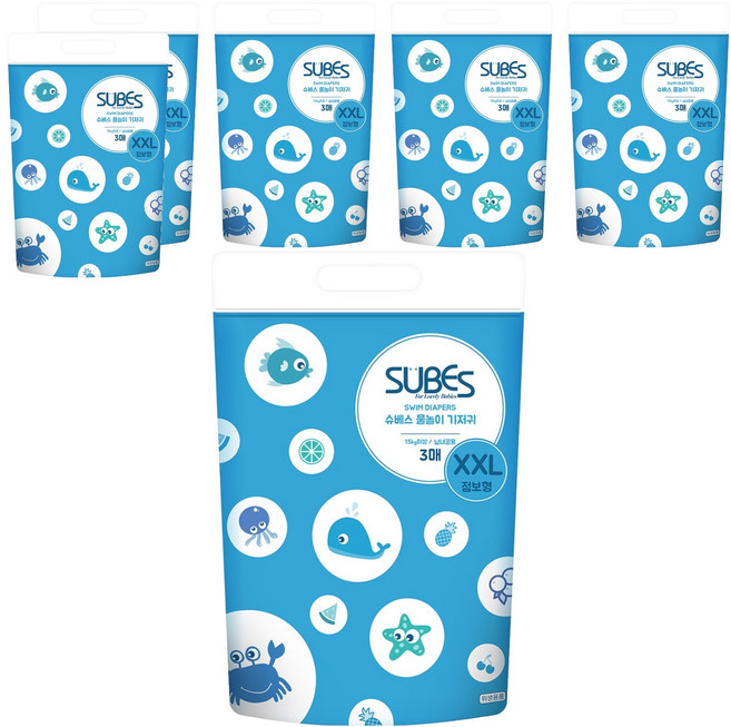 SUBES 玩水褲型尿布 男女通用 3入, 加大號(2XL), 18張