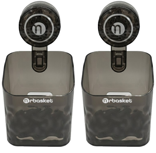 Nrbasket 吸盤置物架 附鉤子, 透明灰, 2個