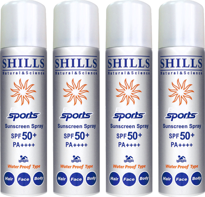 SHILLS 舒兒絲 很耐曬超清爽亮白防曬冰鎮噴霧 SPF50+ PA++++, 90g, 4瓶