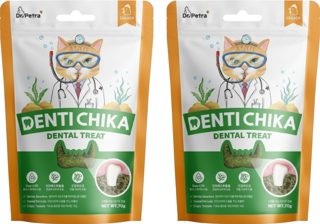 Dr.Petra 沛特拉醫生 貓咪潔牙餅, 雞肉口味, 2包, 70g