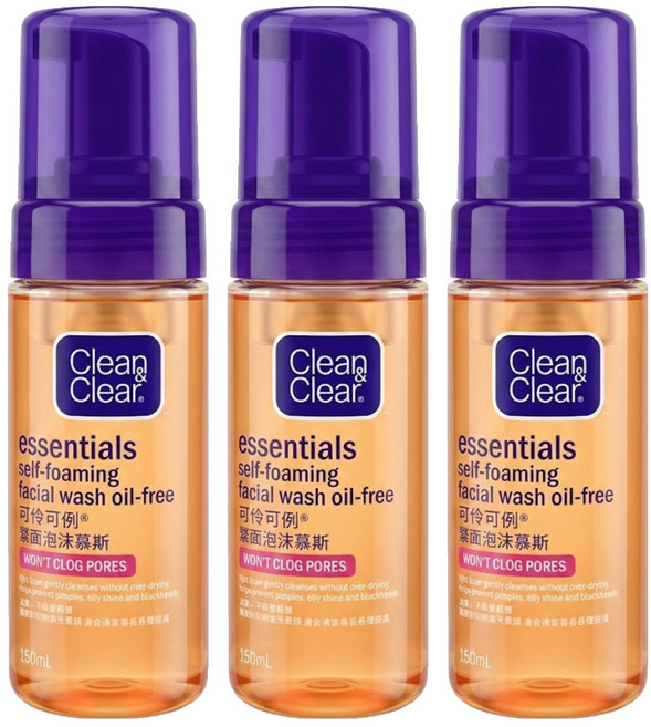Clean&Clear 可伶可俐 台灣公司貨 潔面泡沫慕斯, 150ml, 3瓶