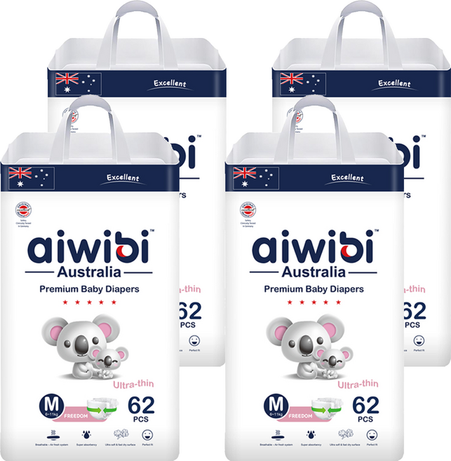 aiwibi 愛薇彼 零觸感瞬吸黏貼型尿布 6~11kg, M, 248片
