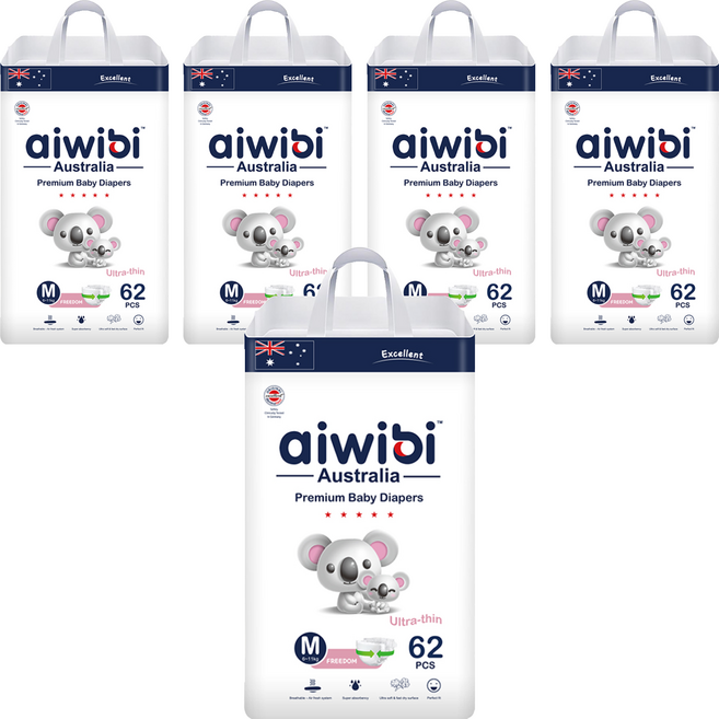 aiwibi 愛薇彼 零觸感瞬吸黏貼型尿布 6~11kg, M, 310片