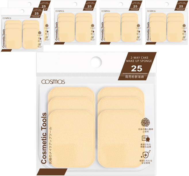 台灣 COSMOS 25 兩用粉餅海綿 6入 S30681, 膚色, 6包
