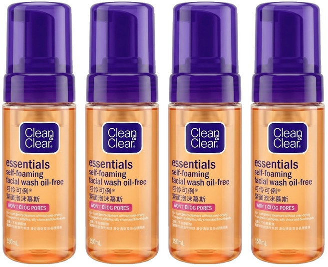 Clean&Clear 可伶可俐 台灣公司貨 潔面泡沫慕斯, 150ml, 4瓶