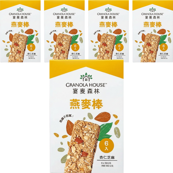 GRANOLA HOUSE 宴麥森林 燕麥棒 杏仁芝麻 6支, 192g, 5盒