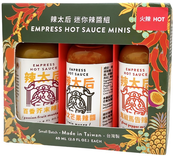 EMPRESS HOT SAUCE 辣太后 迷你辣醬組 火辣 3瓶, 180ml, 1盒