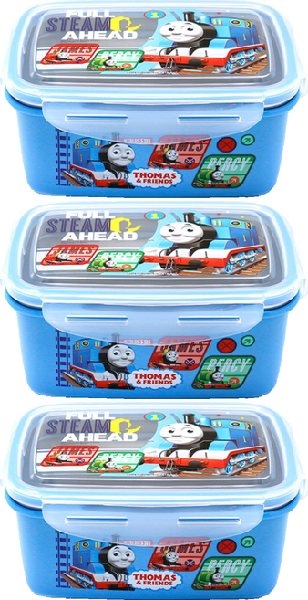 THOMAS&FRIENDS 湯瑪士小火車 印花不鏽鋼方形密封保鮮盒 6號, 1100ml, 3個