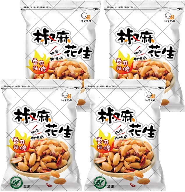 味覺生機 黃粒紅 椒麻花生, 160g, 4包