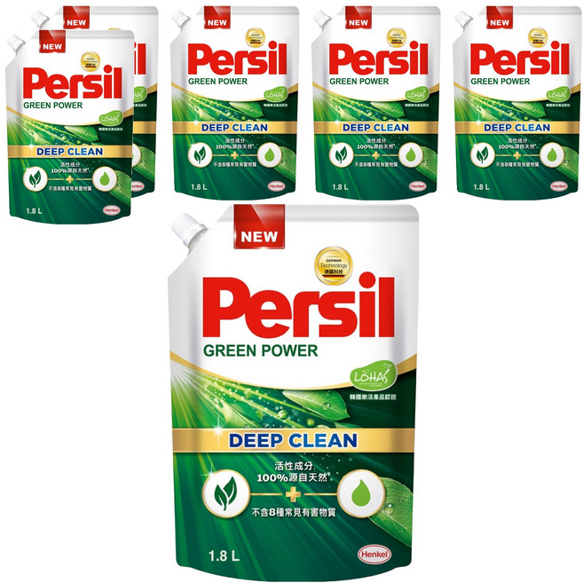 Persil 寶瀅 台灣公司貨 植純粹洗衣凝露補充包 6'S, 1.8L, 1入, 6袋