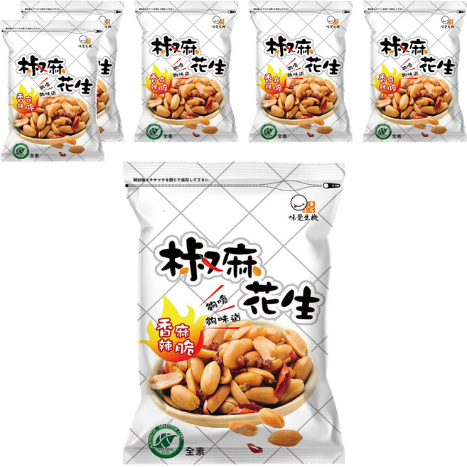 味覺生機 黃粒紅 椒麻花生, 160g, 6包