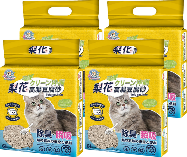 Pet STAR 寵物星樂園 豆腐貓砂, 原味, 6L, 4包