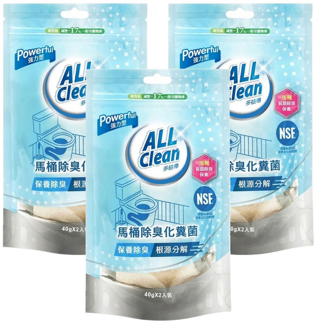 do it 多益得 ALL Clean 馬桶除臭化糞菌 2個, 3袋, 80g
