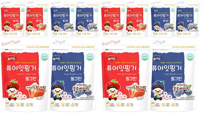 Pure Eat 手指形圓形木糖醇水果圈 草莓圈 3入 + 藍莓圈 3入, 2套