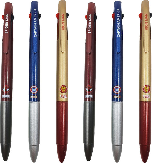 1977 Ato 漫威角色3色原子筆 0.7mm, 隨機出貨, 6個