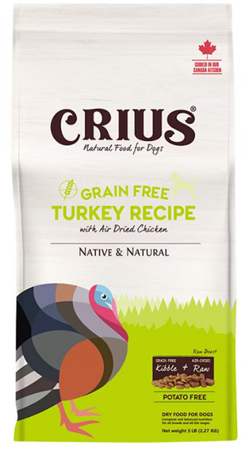 CRIUS 克瑞斯 天然糧無榖乾飼料 犬用, 火雞肉, 30lb, 1包