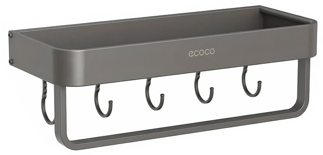 ecoco 意可可 可拆卸壁掛置物架 E2336 30cm, 太空鋁, 1個