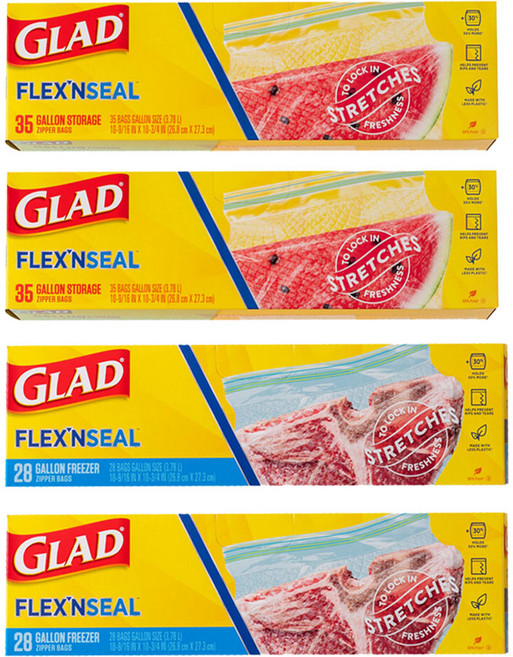 GLAD 佳能 Flex'n Seal 一般 + 冷凍夾鏈袋組合 大型, 2套