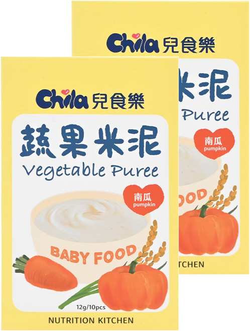 Chila 兒食樂 蔬果米泥 4個月以上, 120g, 2盒, 南瓜