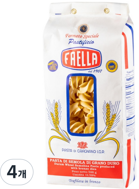 FAELLA 管狀螺旋麵, 500g, 4個