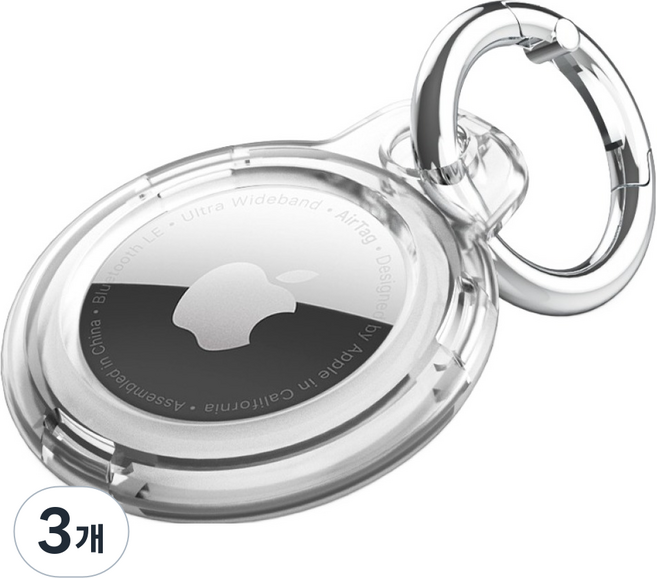 SINJIMORU AirTag 保護套 360度側面保護 PC 超薄硬殼保護殼, 水晶透明, 3個