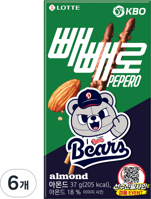 PEPERO 杏仁 KBO 斗山熊, 37g, 6個