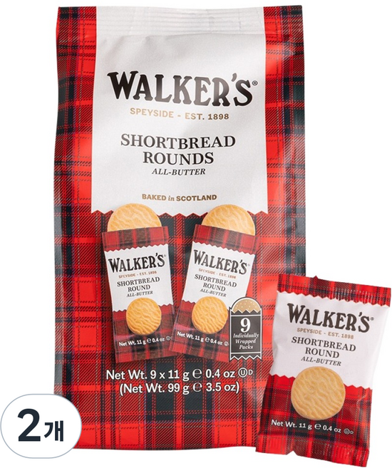 Walkers 蘇格蘭皇家 圓形奶油餅乾, 99g, 2個