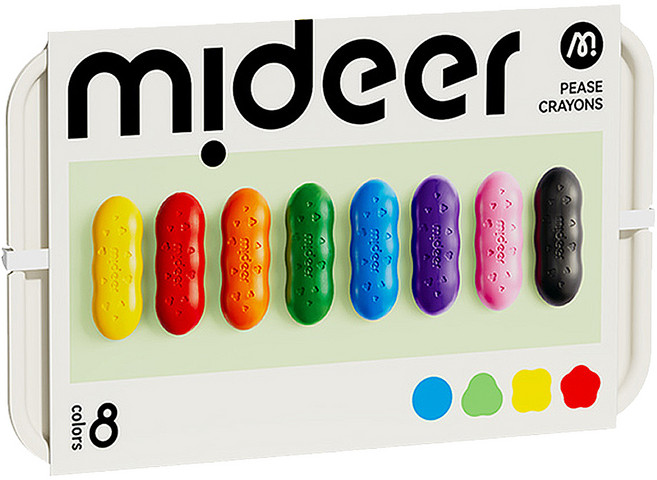 mideer 不沾手豌豆蠟筆, 8色, 1盒