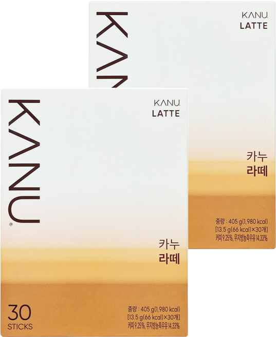 KANU 漸層奶香拿鐵咖啡, 13.5g, 30條, 2盒