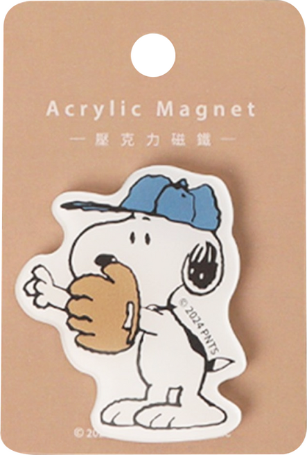 norns Peanuts 史努比造型磁鐵, 史努比 棒球 白色, 1個