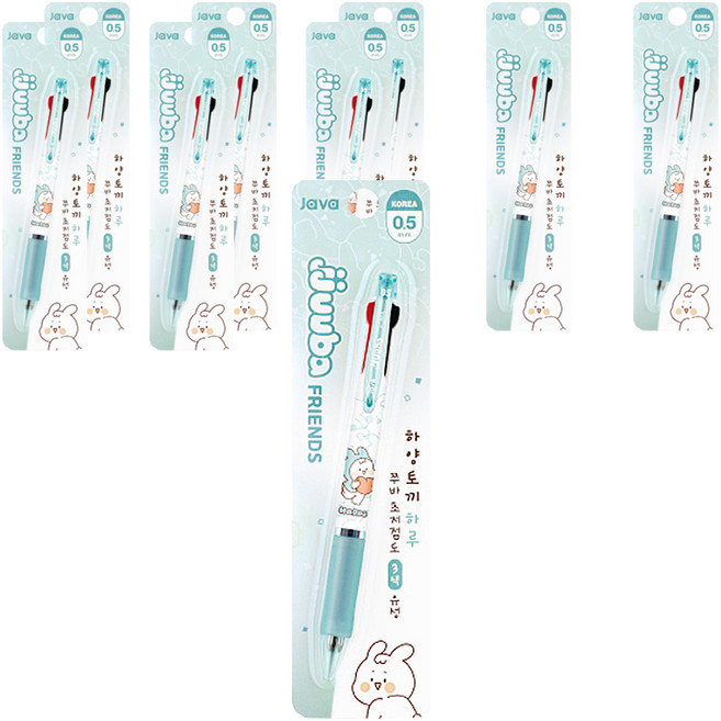 JAVAPEN Jjuba Friends Jjuba 3色 超低黏度 油性 3色原子筆 0.5mm, 薄荷綠, 9個