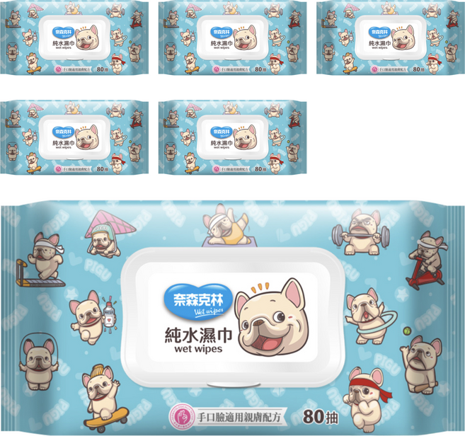 奈森克林 一神家族純水濕巾 掀蓋, 1入, 6包
