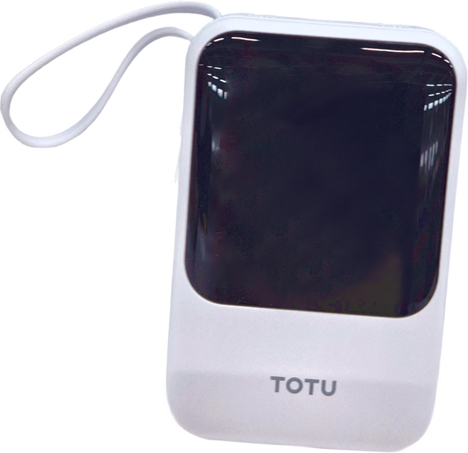 TOTU 拓途 八合一帶線數顯快充行動電源 10000mAh Lightning Type-C 安卓Micro, PB-1010, 白色