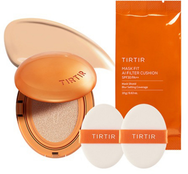 TIRTIR Mask Fit AI濾網氣墊 + 補充蕊 + 粉撲 2入組, 21N 象牙白, 1套