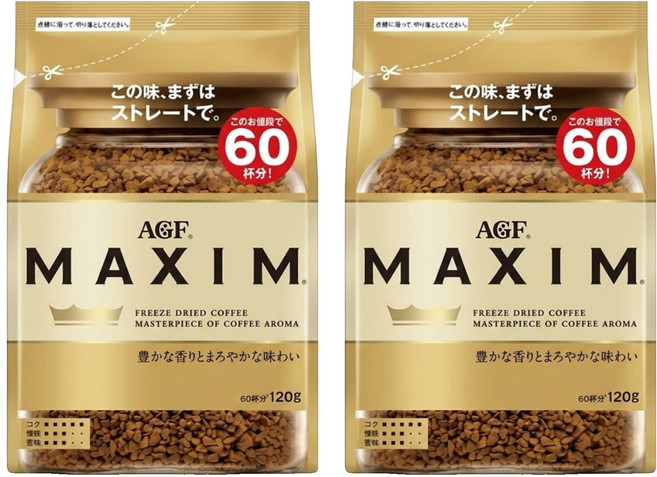 AGF MAXIM 咖啡豆, 2包, 120g, 1入