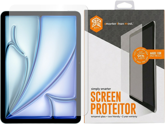 STM iPad 鋼化玻璃 螢幕保護貼 iPad Air 13 M3/M2/iPad Pro 13 M4 Case friendly 2 year warranty 透明色 1個
