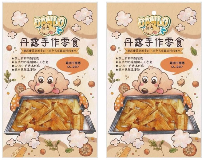 DANLO 丹露 犬用 手作肉乾零食, 雞肉千層捲, 100g, 2包