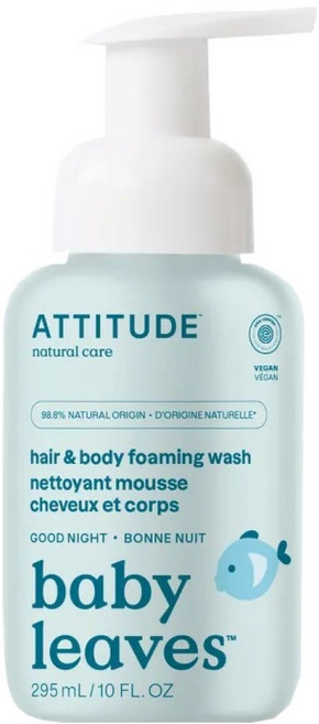ATTITUDE 艾特優 嬰幼兒2合1泡沫洗髮沐浴露 杏仁奶, 295ml, 1瓶