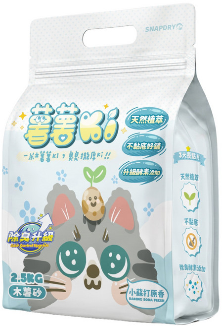CAPTAIN MAO 毛班長 毛乾爽 薯薯ki 木薯砂, 小蘇打原香, 2.5kg, 1袋