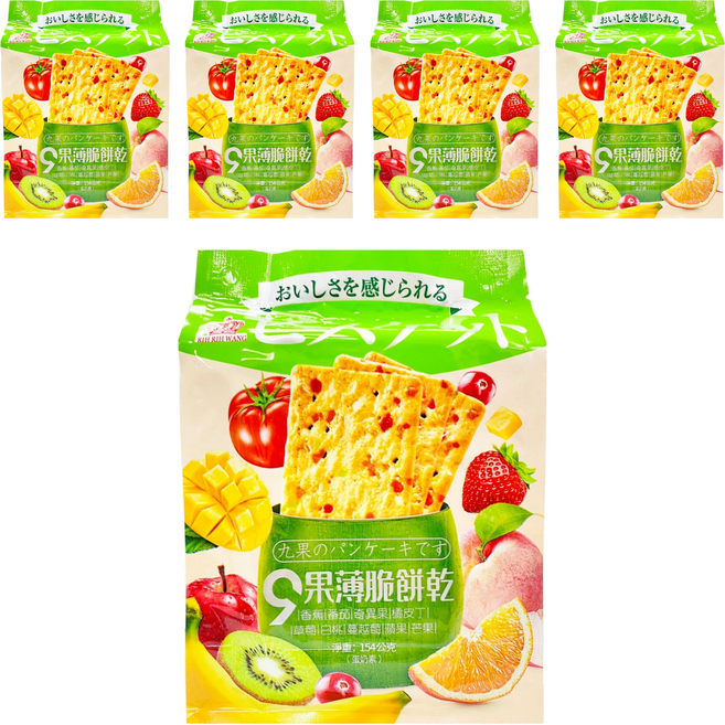 日日旺 9果薄脆餅乾, 154g, 5包