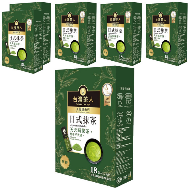 台灣茶人 正能量系列 日式頂級抹茶粉 隨身包, 2g, 18包, 6盒