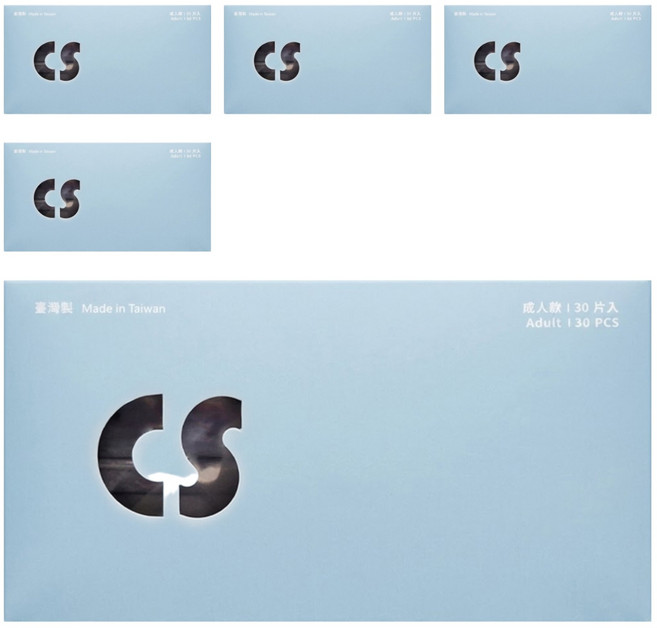 CS 凱馺國際 成人平面滿版三層醫用口罩, 30片, 5盒, 冰煙藍