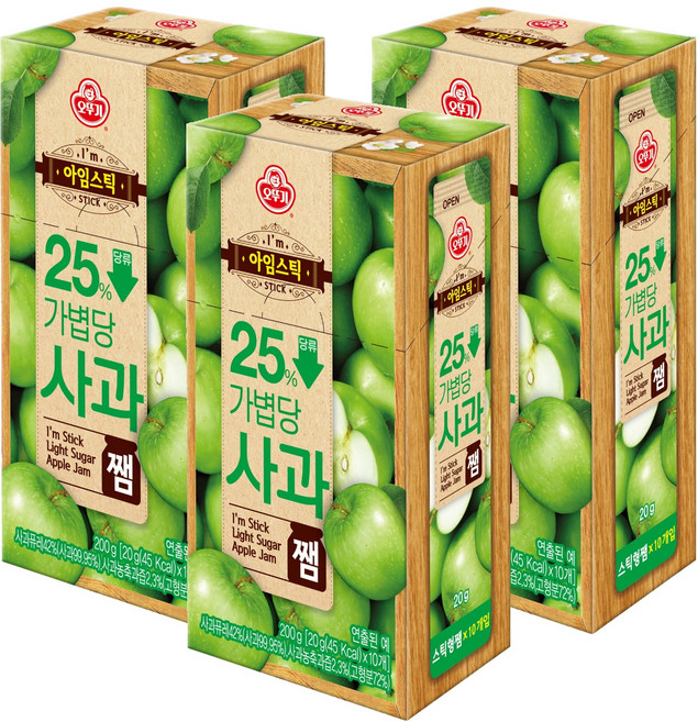 OTOKI 不倒翁 I'm Stick蘋果果醬隨身包, 200g, 3盒