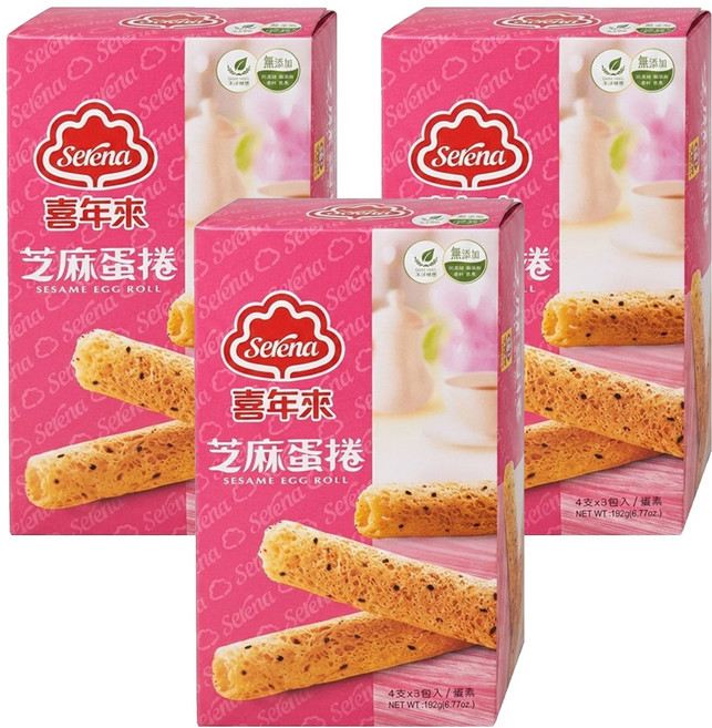 喜年來 芝麻蛋捲 蛋素, 192g, 3盒