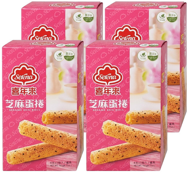 喜年來 芝麻蛋捲 蛋素, 192g, 4盒