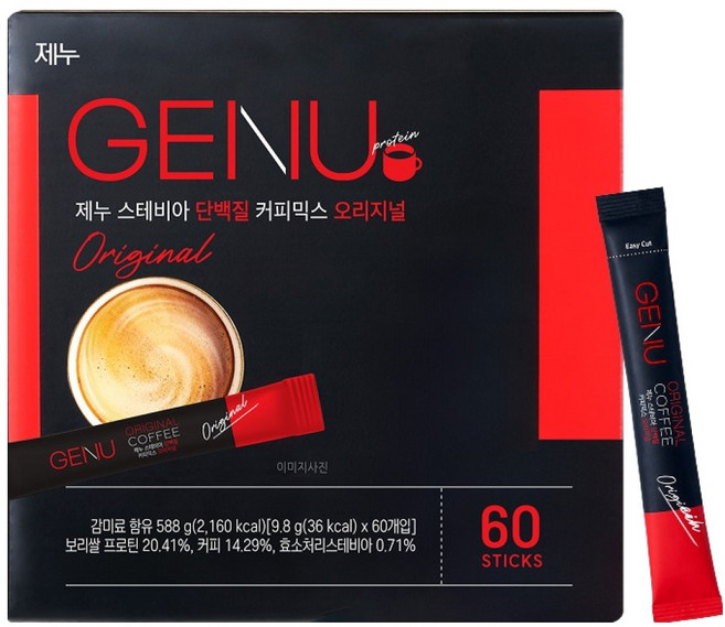 Genu 甜菊蛋白質三合一咖啡, 9.8g, 60入, 1個