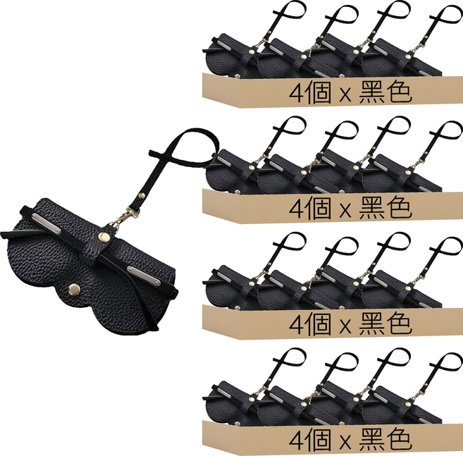 防刮皮革墨鏡眼鏡收納套, 16個, 黑色